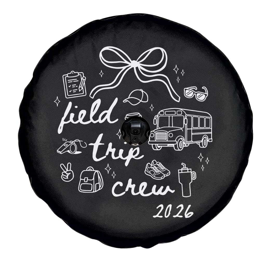 Field Trip Crew 2026 Coquette Bow Spare Tire Cover Hand Drawn Doodle Graphic Teacher Chaperone TS02 Print Your Wear