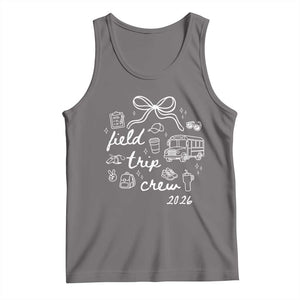 Field Trip Crew 2026 Coquette Bow Tank Top Hand Drawn Doodle Graphic Teacher Chaperone TS02 Deep Heather Print Your Wear