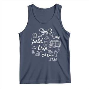 Field Trip Crew 2026 Coquette Bow Tank Top Hand Drawn Doodle Graphic Teacher Chaperone TS02 Navy Print Your Wear