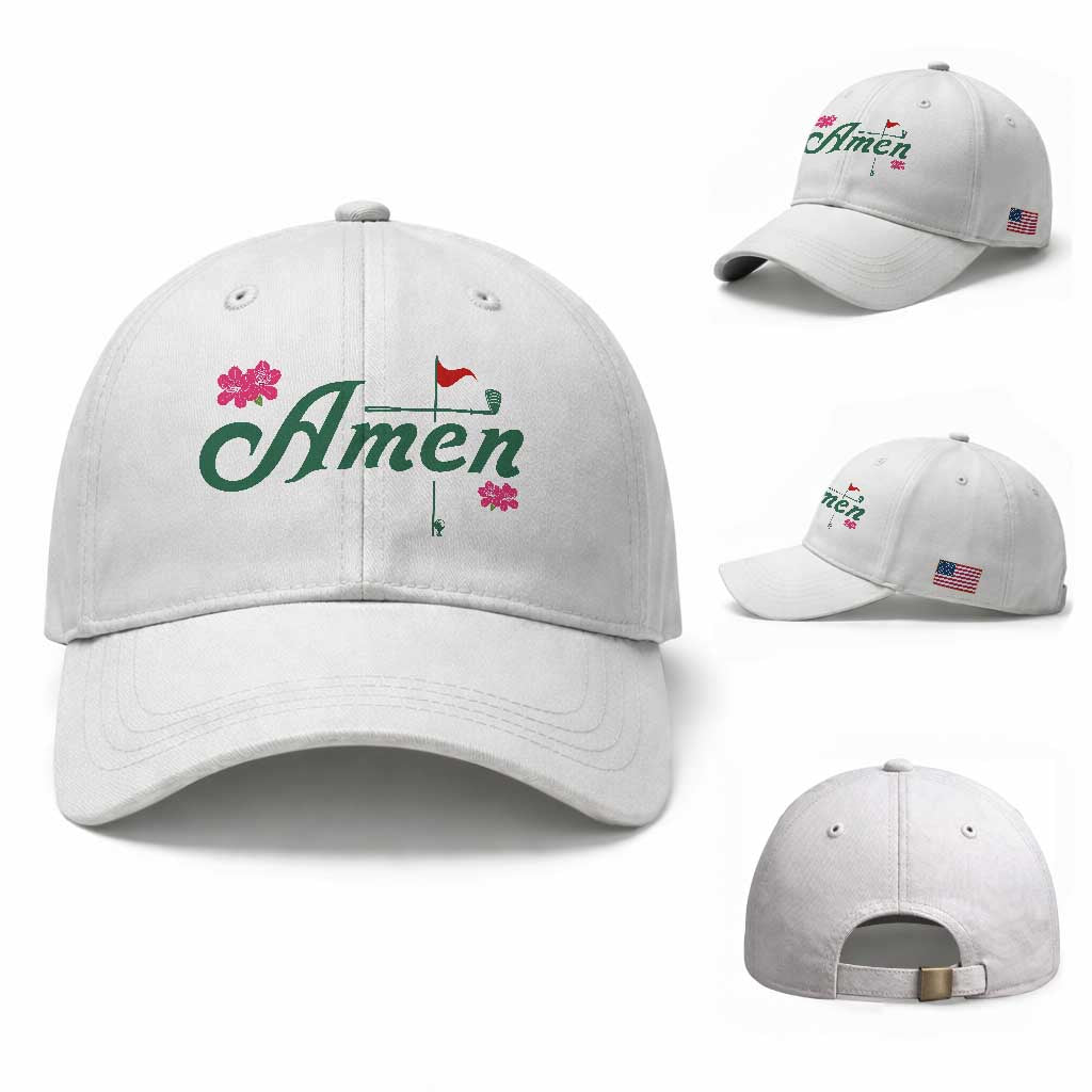 Golf Lover Amen Azalea Graphic Baseball Cap Augusta Georgia Traditions Golfing Fan TS02 Baseball Cap Universal Fit White Print Your Wear