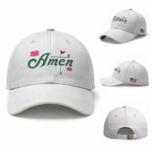Golf Lover Amen Azalea Graphic Baseball Cap Augusta Georgia Traditions Golfing Fan TS02 Baseball Cap Universal Fit White Print Your Wear