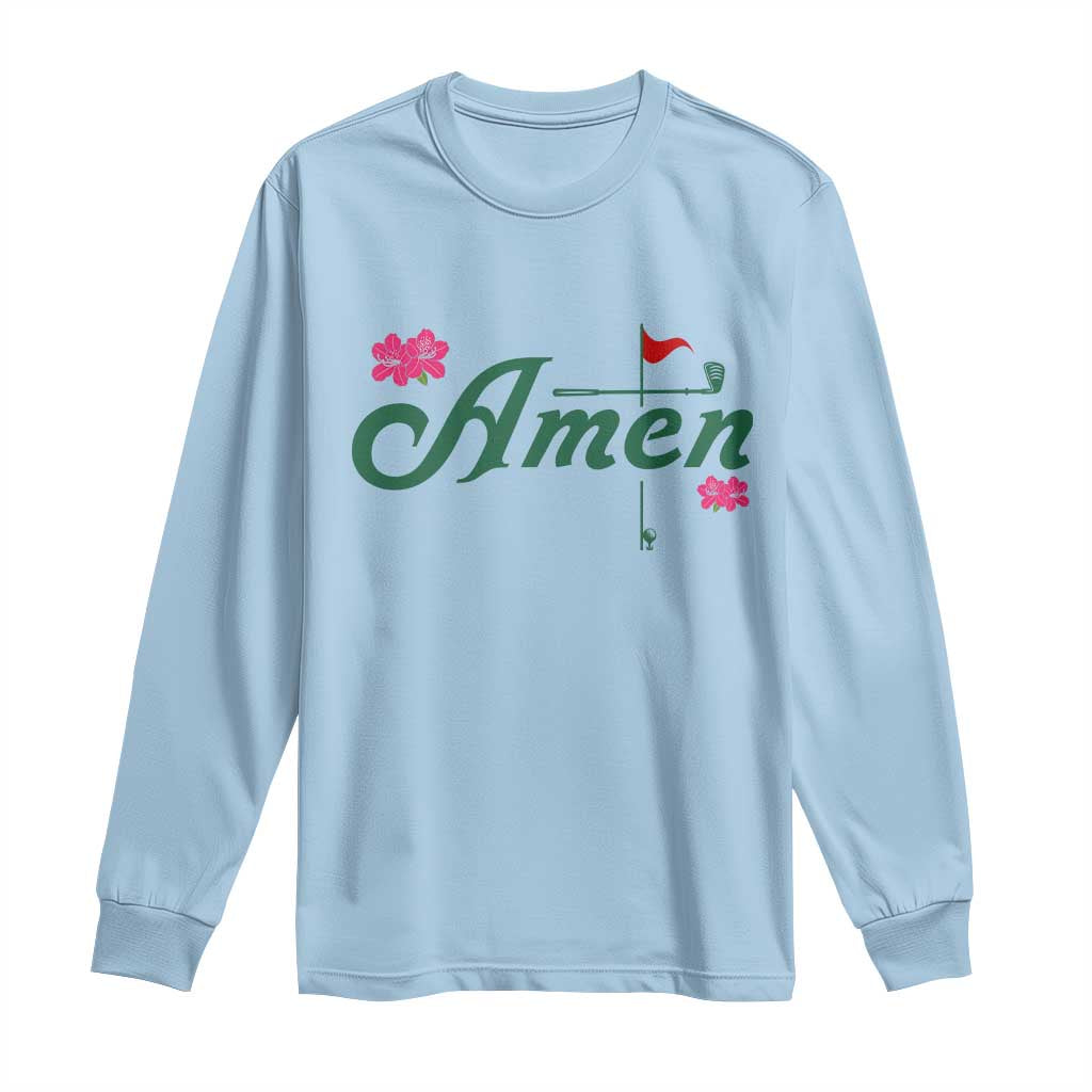 Golf Lover Amen Azalea Graphic Long Sleeve Shirt Augusta Georgia Traditions Golfing Fan TS02 Light Blue Print Your Wear