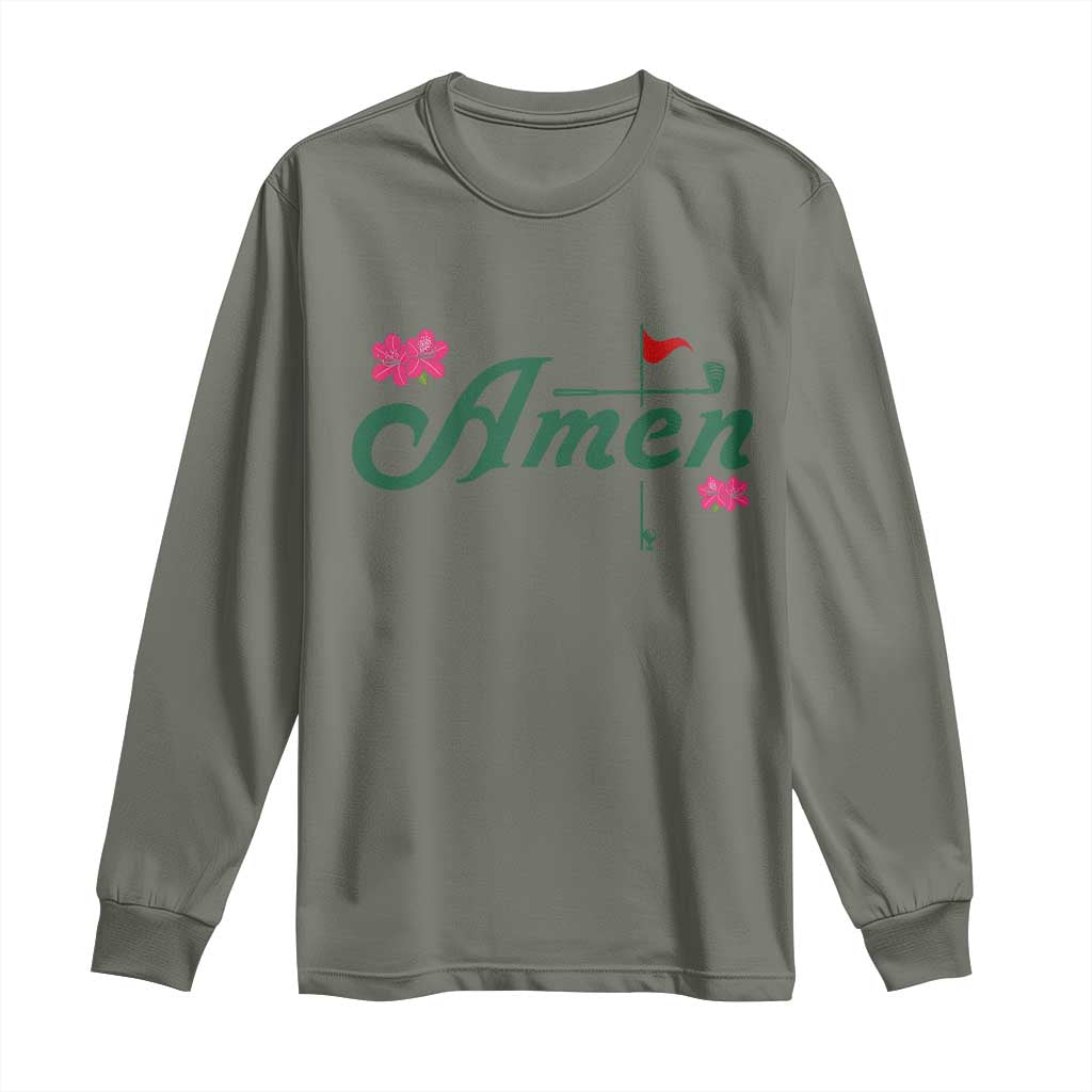 Golf Lover Amen Azalea Graphic Long Sleeve Shirt Augusta Georgia Traditions Golfing Fan TS02 Military Green Print Your Wear