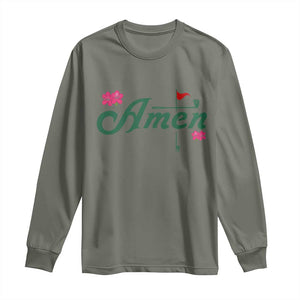 Golf Lover Amen Azalea Graphic Long Sleeve Shirt Augusta Georgia Traditions Golfing Fan TS02 Military Green Print Your Wear