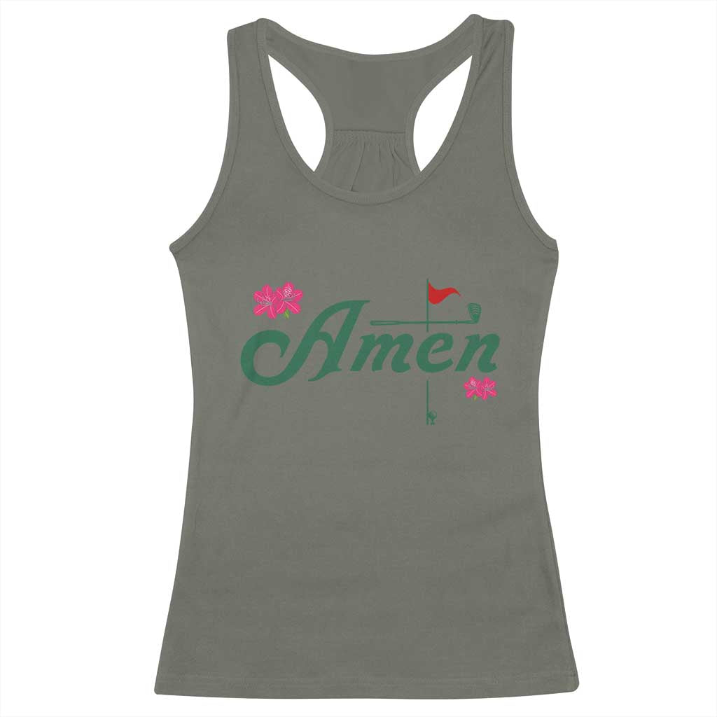 Golf Lover Amen Azalea Graphic Racerback Tank Top Augusta Georgia Traditions Golfing Fan TS02 Military Green Print Your Wear