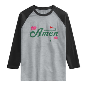 Golf Lover Amen Azalea Graphic Raglan Shirt Augusta Georgia Traditions Golfing Fan TS02 Heather Gray Black Print Your Wear