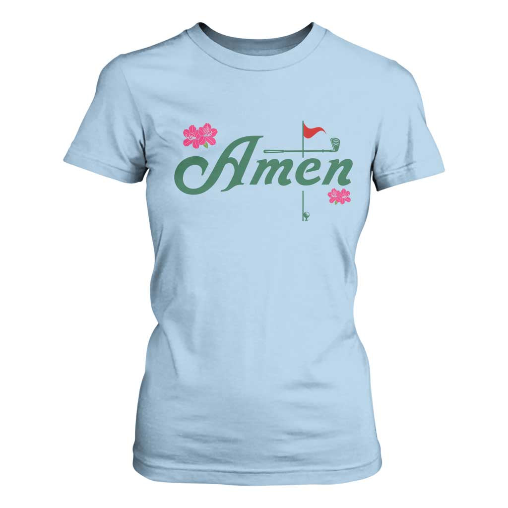Golf Lover Amen Azalea Graphic T Shirt For Women Augusta Georgia Traditions Golfing Fan TS02 Light Blue Print Your Wear