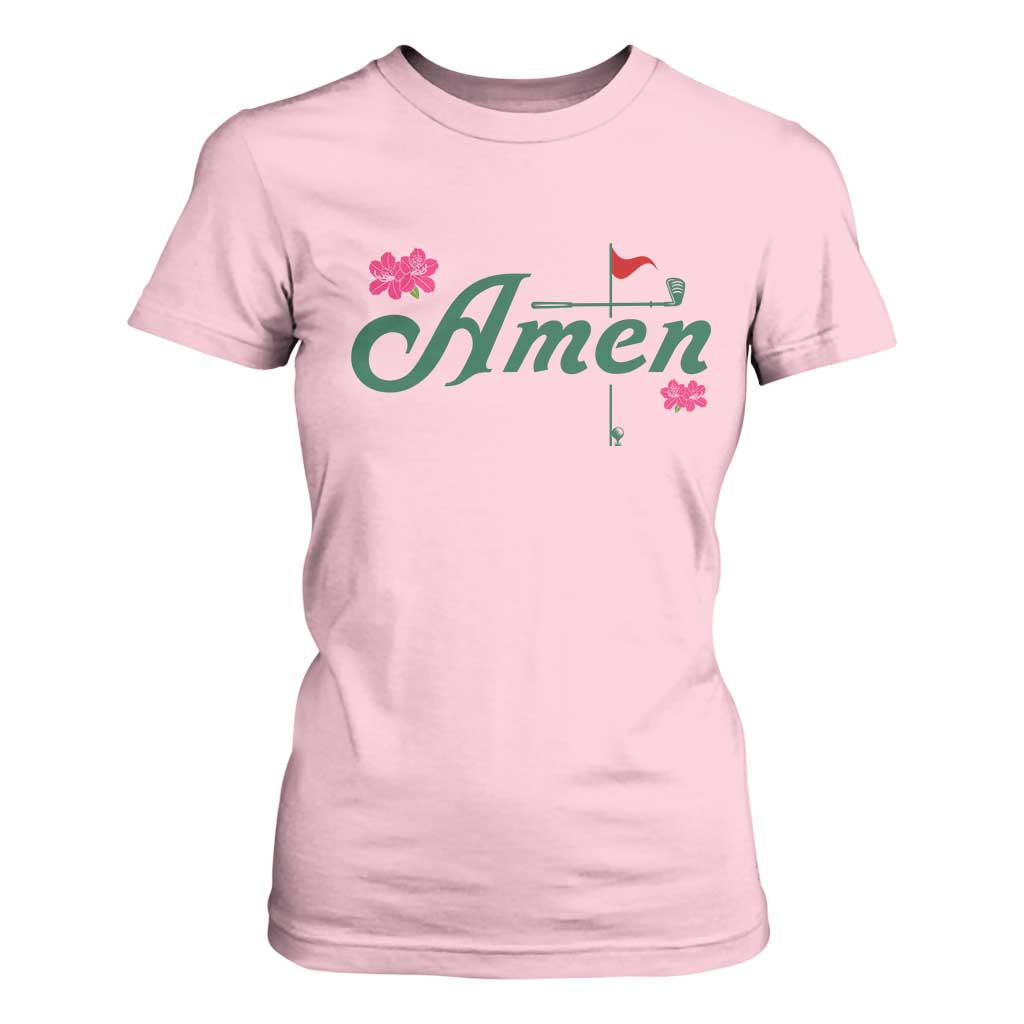 Golf Lover Amen Azalea Graphic T Shirt For Women Augusta Georgia Traditions Golfing Fan TS02 Light Pink Print Your Wear