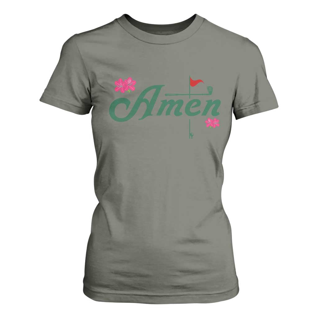 Golf Lover Amen Azalea Graphic T Shirt For Women Augusta Georgia Traditions Golfing Fan TS02 Military Green Print Your Wear