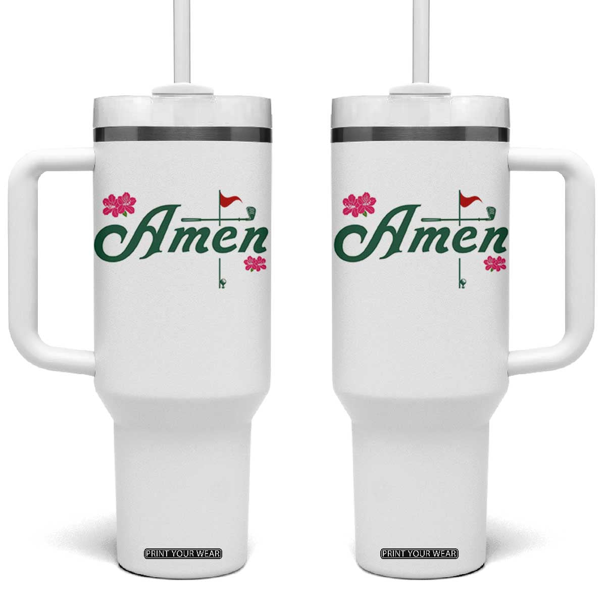 Golf Lover Amen Azalea Graphic Tumbler With Handle Augusta Georgia Traditions Golfing Fan TS02 One Size: 40 oz White Print Your Wear