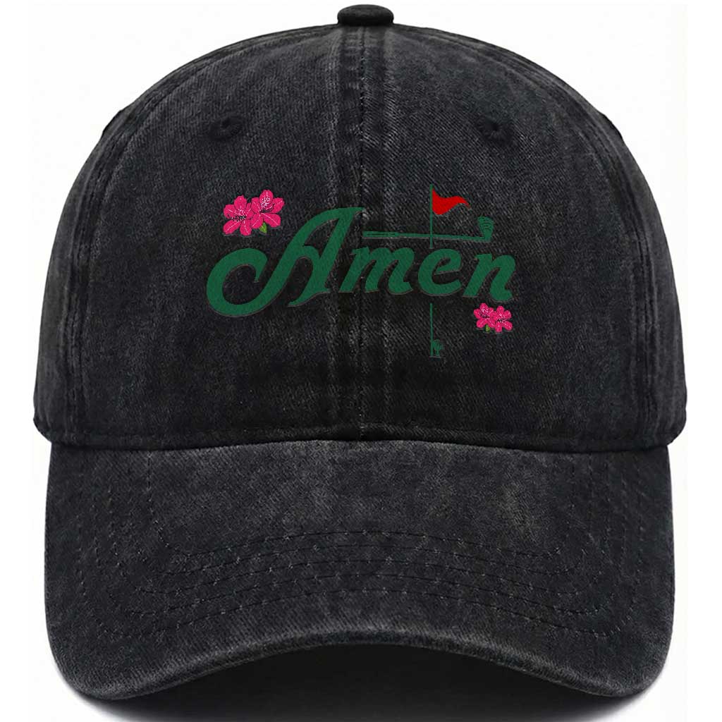 Golf Lover Amen Azalea Graphic Washed Cotton Baseball Cap Augusta Georgia Traditions Golfing Fan TS02 Print Your Wear