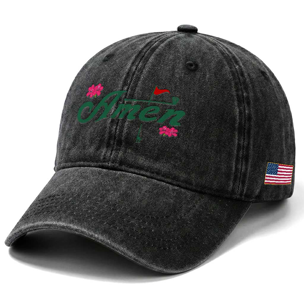 Golf Lover Amen Azalea Graphic Washed Cotton Baseball Cap Augusta Georgia Traditions Golfing Fan TS02 Print Your Wear