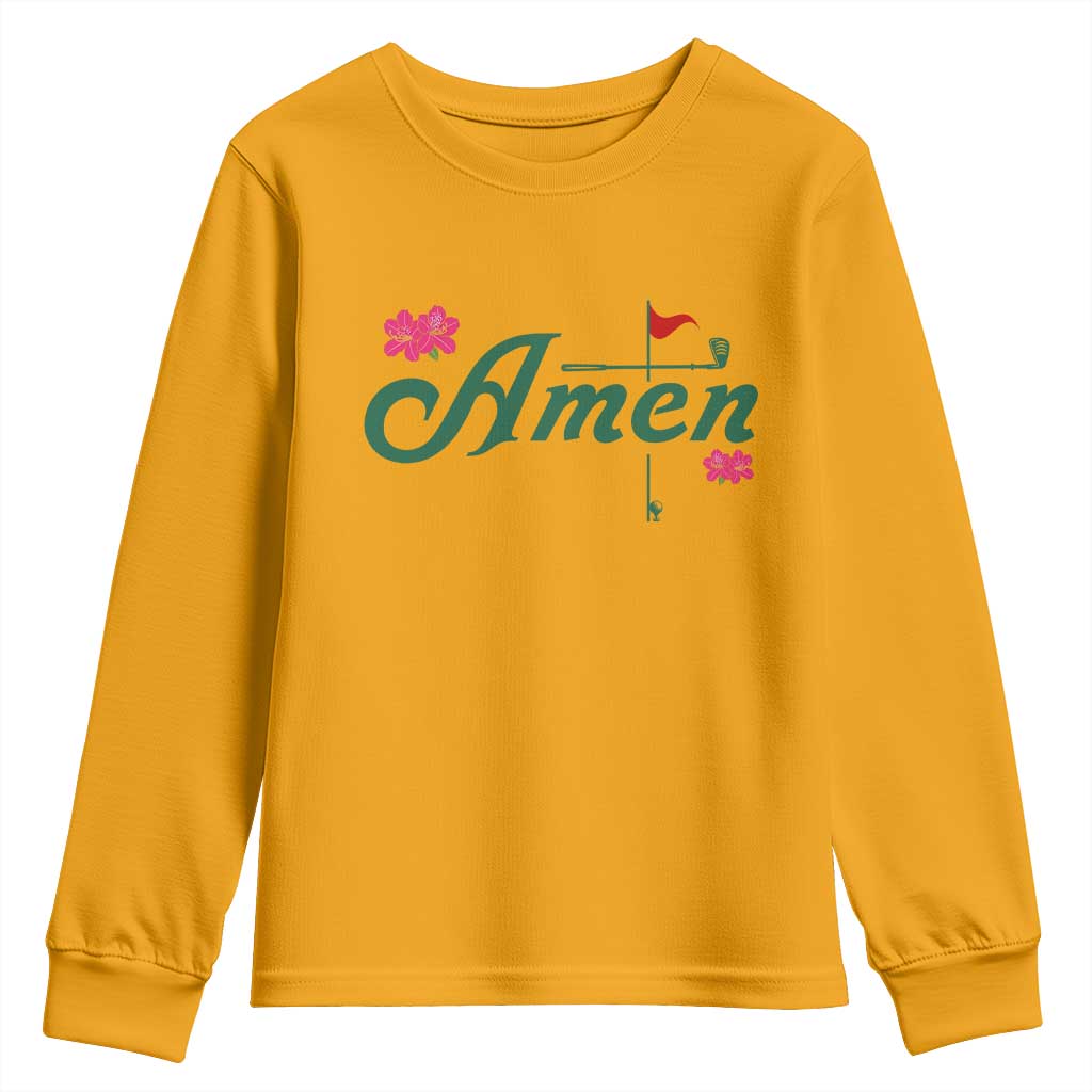 Golf Lover Amen Azalea Graphic Youth Sweatshirt Augusta Georgia Traditions Golfing Fan TS02 Gold Print Your Wear