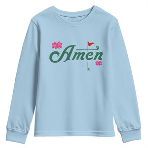 Golf Lover Amen Azalea Graphic Youth Sweatshirt Augusta Georgia Traditions Golfing Fan TS02 Light Blue Print Your Wear