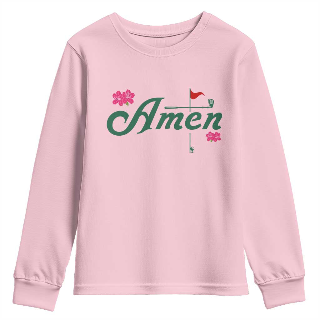 Golf Lover Amen Azalea Graphic Youth Sweatshirt Augusta Georgia Traditions Golfing Fan TS02 Light Pink Print Your Wear