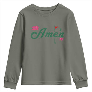 Golf Lover Amen Azalea Graphic Youth Sweatshirt Augusta Georgia Traditions Golfing Fan TS02 Military Green Print Your Wear