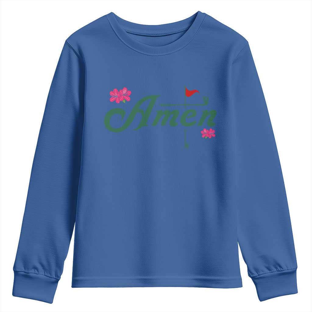 Golf Lover Amen Azalea Graphic Youth Sweatshirt Augusta Georgia Traditions Golfing Fan TS02 Royal Blue Print Your Wear