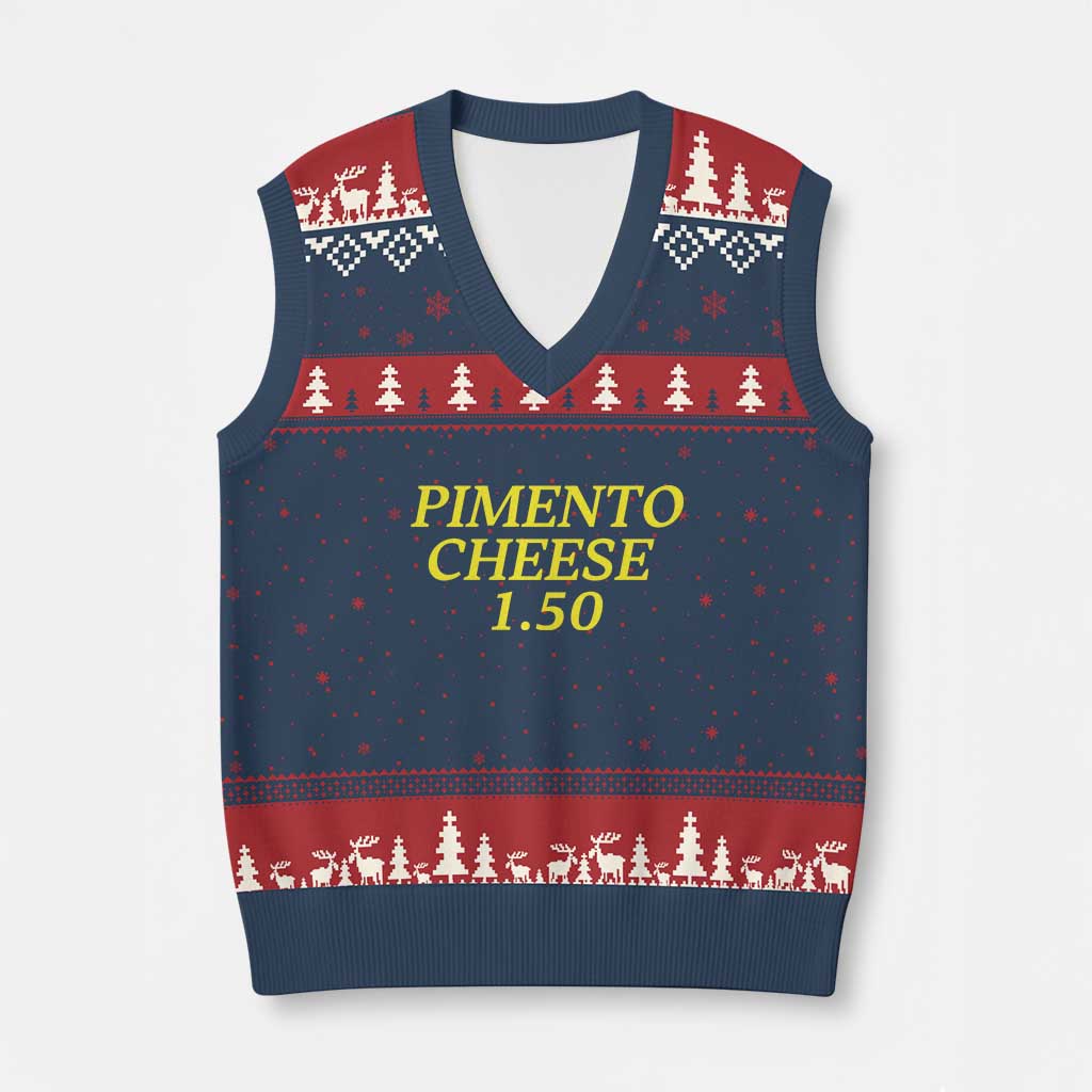 Pimento Cheese One Fifty Funny Golf Snack V-Neck Knit Sweater Vest Georgia Golfing Traditions Lover Humor TS02 Navy Red Print Your Wear