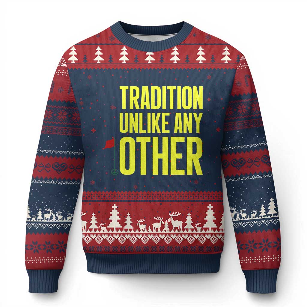 Tradition Unlike Any Other Georgia Golfing Ugly Christmas Sweater for Golf Lover Augusta Sports TS02 Navy Red Print Your Wear