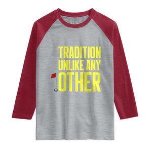 Tradition Unlike Any Other Georgia Golfing Raglan Shirt for Golf Lover Augusta Sports TS02 Heather Gray Heather Red Print Your Wear