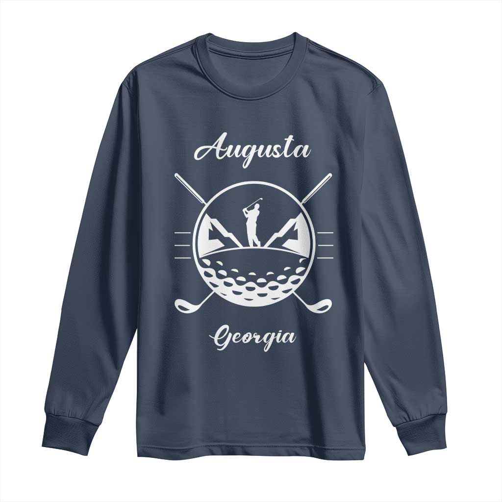 Augusta Georgia Golfing Lover Long Sleeve Shirt Southern Sports Traditions Retro Varsity Golf Fan TS02 Navy Print Your Wear