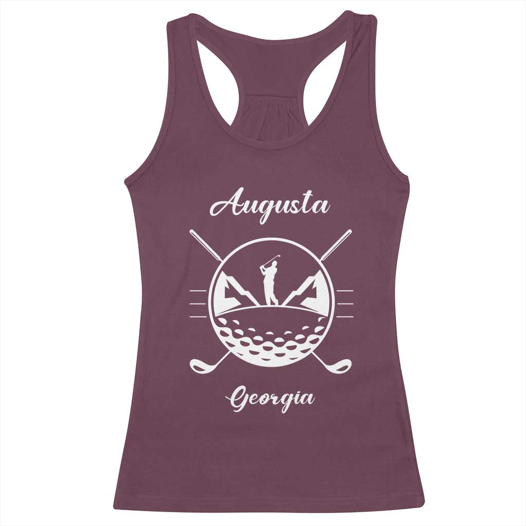 Augusta Georgia Golfing Lover Racerback Tank Top Southern Sports Traditions Retro Varsity Golf Fan TS02 Maroon Print Your Wear