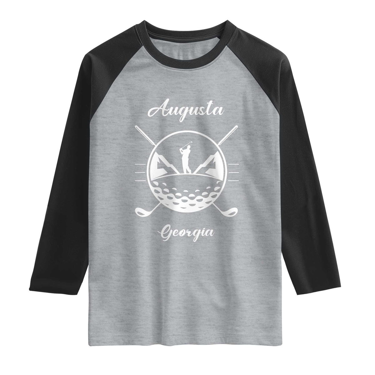 Augusta Georgia Golfing Lover Raglan Shirt Southern Sports Traditions Retro Varsity Golf Fan TS02 Heather Gray Black Print Your Wear