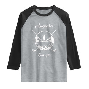 Augusta Georgia Golfing Lover Raglan Shirt Southern Sports Traditions Retro Varsity Golf Fan TS02 Heather Gray Black Print Your Wear