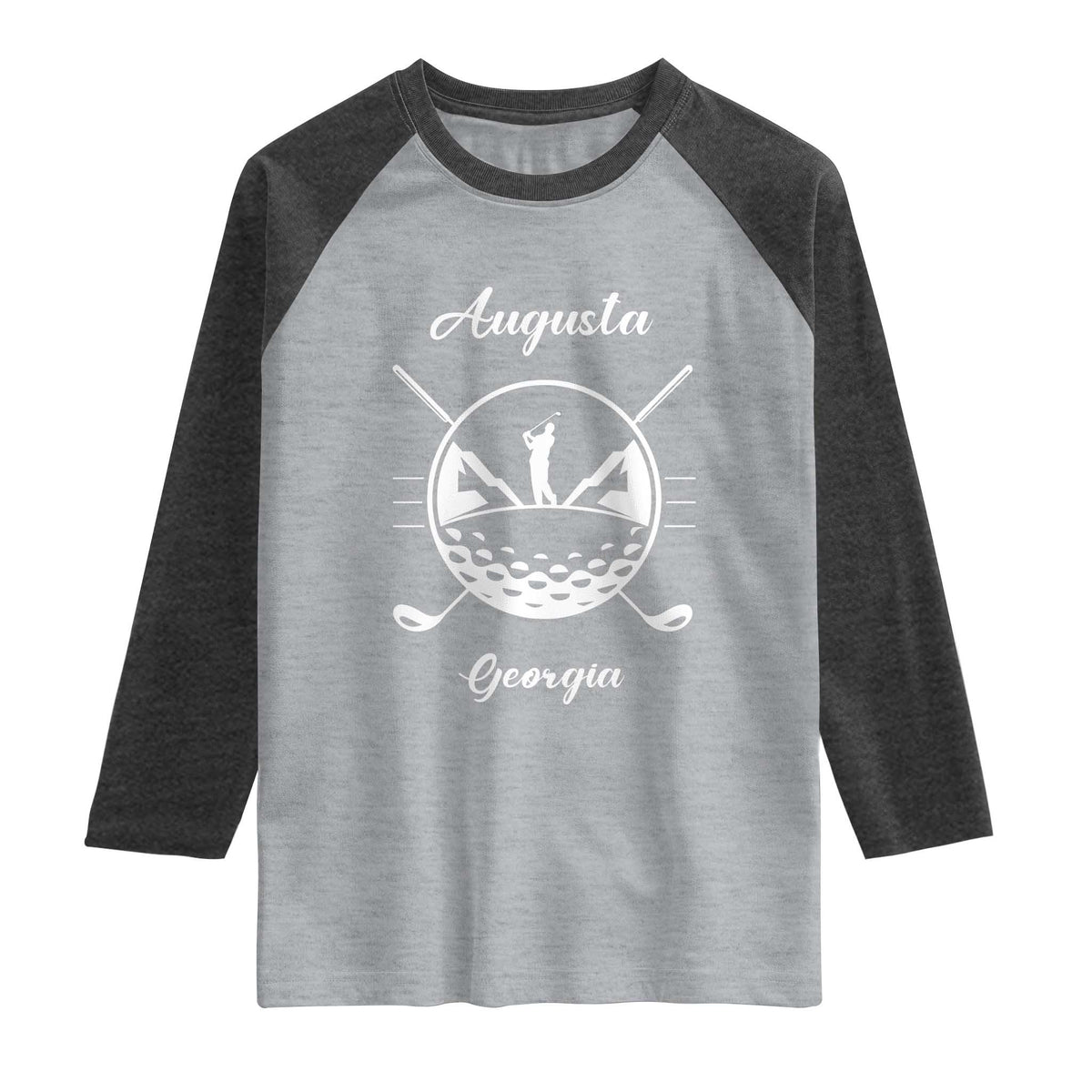 Augusta Georgia Golfing Lover Raglan Shirt Southern Sports Traditions Retro Varsity Golf Fan TS02 Heather Gray Heather Charcoal Print Your Wear