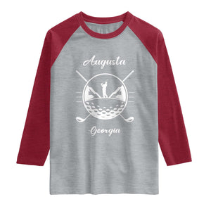 Augusta Georgia Golfing Lover Raglan Shirt Southern Sports Traditions Retro Varsity Golf Fan TS02 Heather Gray Heather Red Print Your Wear