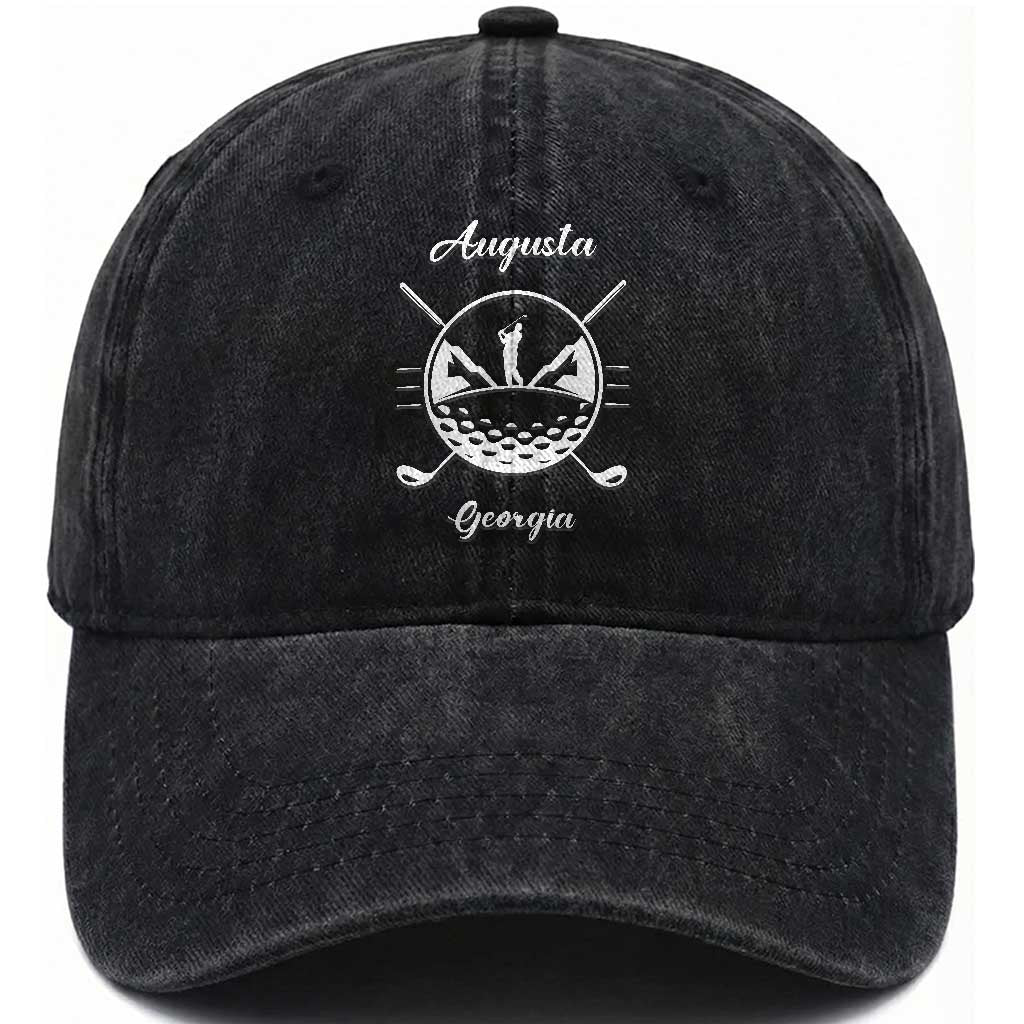Augusta Georgia Golfing Lover Washed Cotton Baseball Cap Southern Sports Traditions Retro Varsity Golf Fan TS02 Print Your Wear