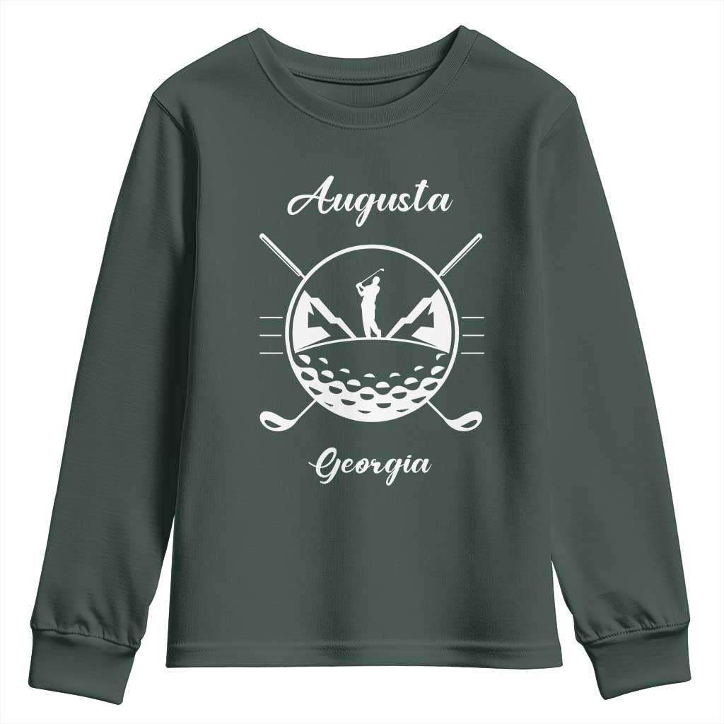 Augusta Georgia Golfing Lover Youth Sweatshirt Southern Sports Traditions Retro Varsity Golf Fan TS02 Dark Forest Green Print Your Wear