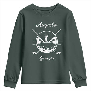 Augusta Georgia Golfing Lover Youth Sweatshirt Southern Sports Traditions Retro Varsity Golf Fan TS02 Dark Forest Green Print Your Wear