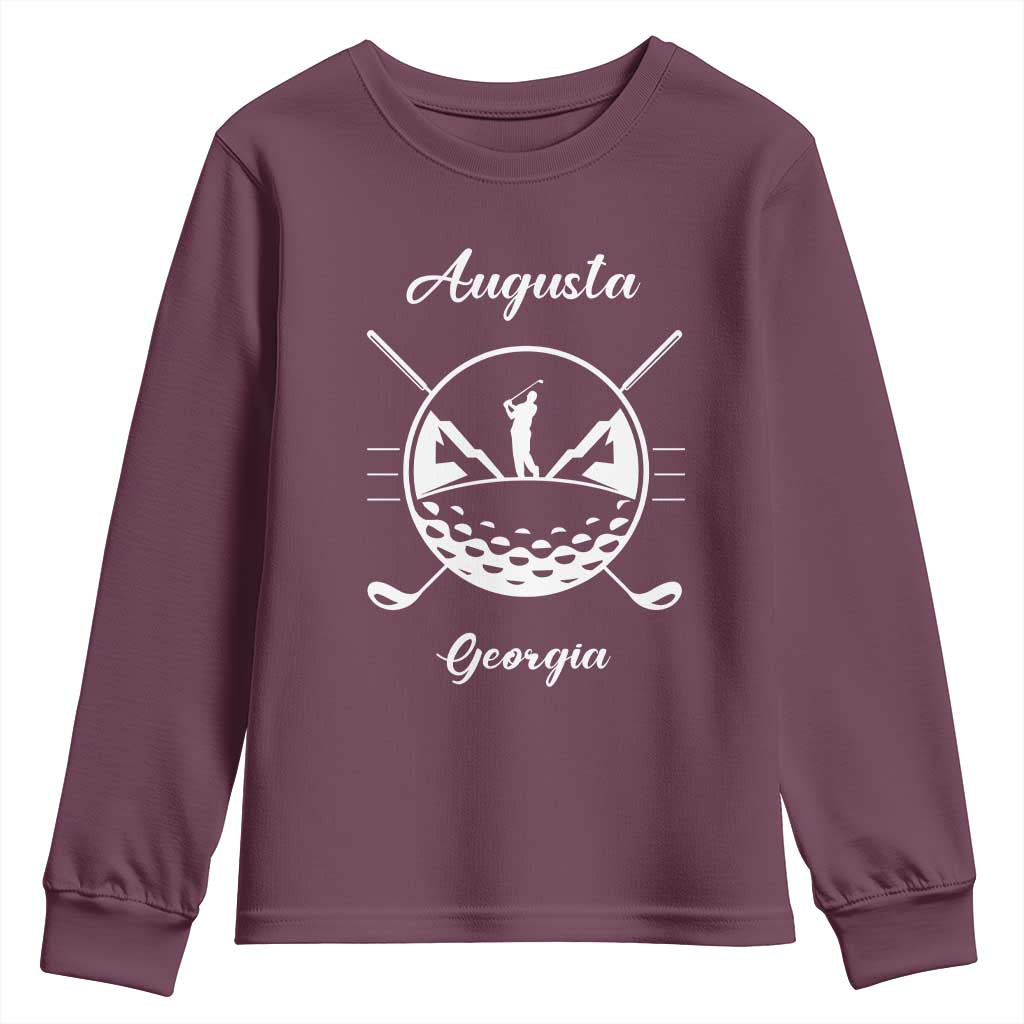 Augusta Georgia Golfing Lover Youth Sweatshirt Southern Sports Traditions Retro Varsity Golf Fan TS02 Maroon Print Your Wear