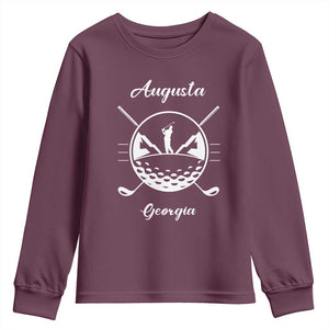 Augusta Georgia Golfing Lover Youth Sweatshirt Southern Sports Traditions Retro Varsity Golf Fan TS02 Maroon Print Your Wear