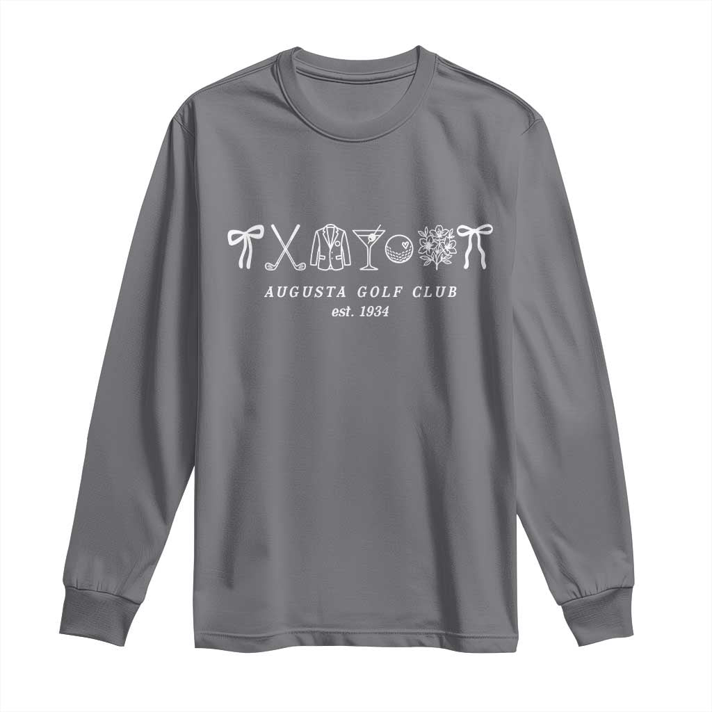 Augusta Golf Club Est 1934 Preppy Coquette Bows Long Sleeve Shirt Southern Golfing Girl Aesthetic Lifestyle TS02 Charcoal Print Your Wear