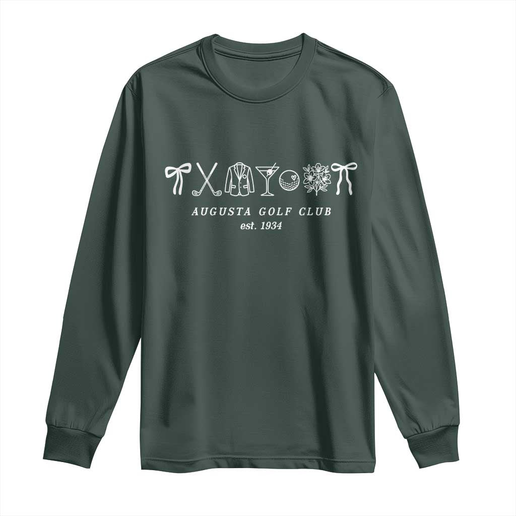 Augusta Golf Club Est 1934 Preppy Coquette Bows Long Sleeve Shirt Southern Golfing Girl Aesthetic Lifestyle TS02 Dark Forest Green Print Your Wear