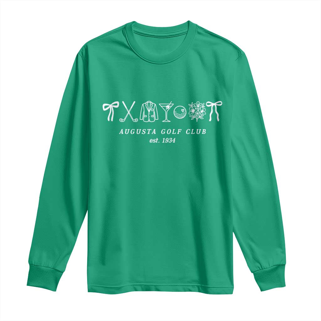Augusta Golf Club Est 1934 Preppy Coquette Bows Long Sleeve Shirt Southern Golfing Girl Aesthetic Lifestyle TS02 Irish Green Print Your Wear