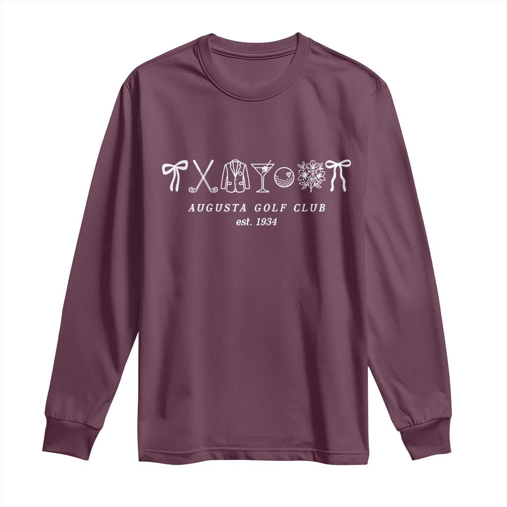 Augusta Golf Club Est 1934 Preppy Coquette Bows Long Sleeve Shirt Southern Golfing Girl Aesthetic Lifestyle TS02 Maroon Print Your Wear
