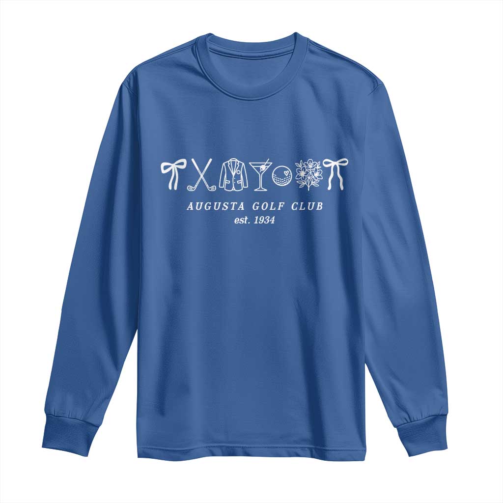 Augusta Golf Club Est 1934 Preppy Coquette Bows Long Sleeve Shirt Southern Golfing Girl Aesthetic Lifestyle TS02 Royal Blue Print Your Wear