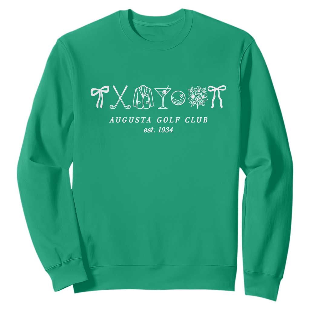 Augusta Golf Club Est 1934 Preppy Coquette Bows Sweatshirt Southern Golfing Girl Aesthetic Lifestyle TS02 Irish Green Print Your Wear