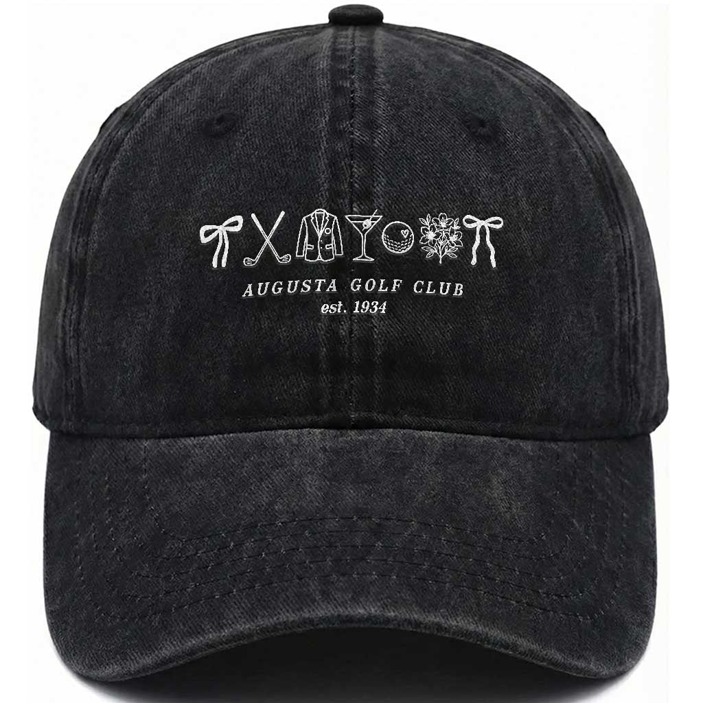 Augusta Golf Club Est 1934 Preppy Coquette Bows Washed Cotton Baseball Cap Southern Golfing Girl Aesthetic Lifestyle TS02 Print Your Wear