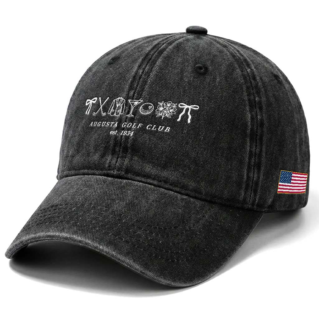Augusta Golf Club Est 1934 Preppy Coquette Bows Washed Cotton Baseball Cap Southern Golfing Girl Aesthetic Lifestyle TS02 Print Your Wear
