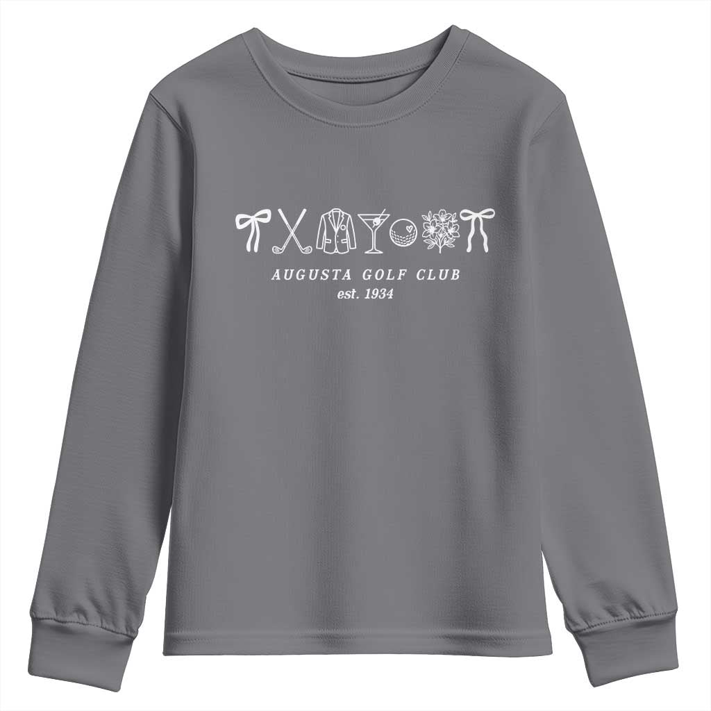 Augusta Golf Club Est 1934 Preppy Coquette Bows Youth Sweatshirt Southern Golfing Girl Aesthetic Lifestyle TS02 Charcoal Print Your Wear