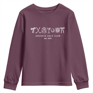 Augusta Golf Club Est 1934 Preppy Coquette Bows Youth Sweatshirt Southern Golfing Girl Aesthetic Lifestyle TS02 Maroon Print Your Wear