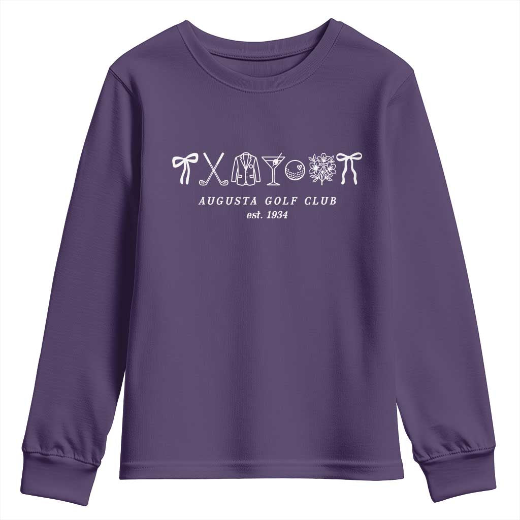 Augusta Golf Club Est 1934 Preppy Coquette Bows Youth Sweatshirt Southern Golfing Girl Aesthetic Lifestyle TS02 Purple Print Your Wear