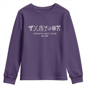 Augusta Golf Club Est 1934 Preppy Coquette Bows Youth Sweatshirt Southern Golfing Girl Aesthetic Lifestyle TS02 Purple Print Your Wear