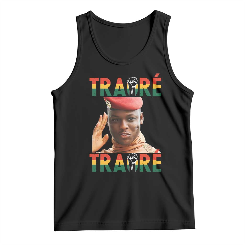 Traoré 2025 Tank Top African President Burkina Faso TS02 Black Print Your Wear