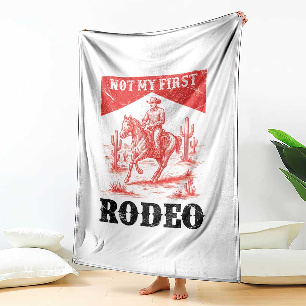 Not My First Rodeo Vintage Cowboy Graphic Throw Blanket Retro Western Desert Scene with Horse and Cactus TS02 Print Your Wear