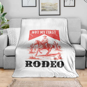 Not My First Rodeo Vintage Cowboy Graphic Throw Blanket Retro Western Desert Scene with Horse and Cactus TS02 Print Your Wear
